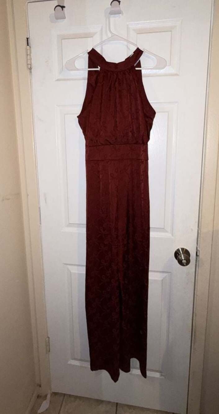 ML Monique Lhuillier Currant Jacquard Jumpsuit - Size M SOU 1115-E